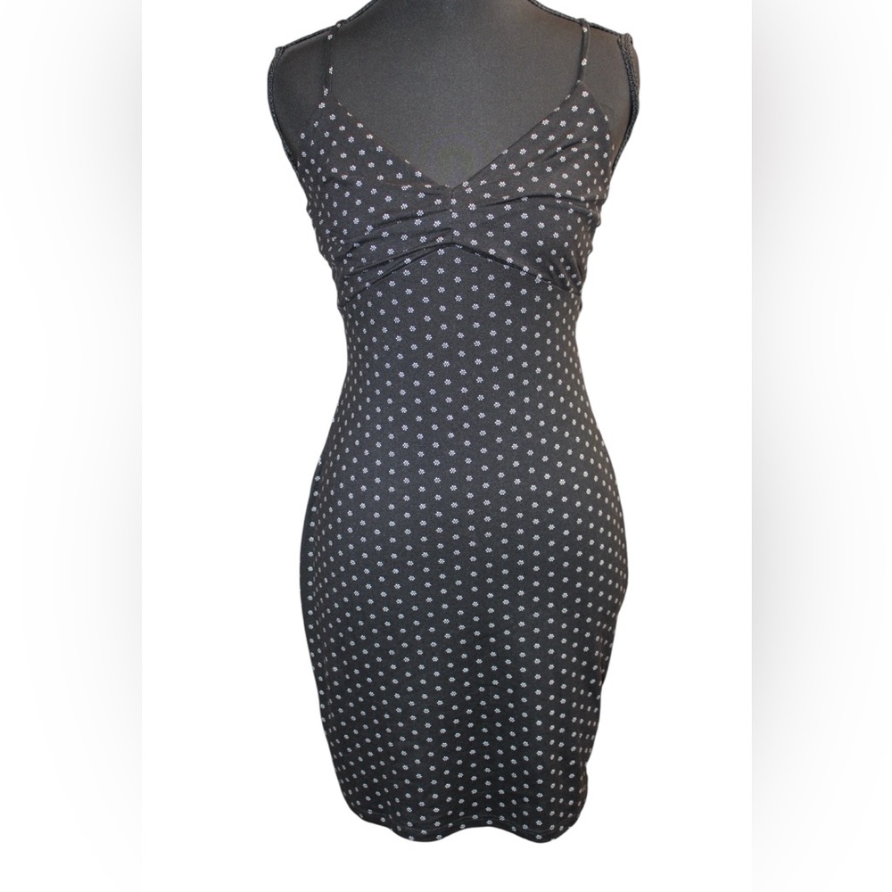 StiChic Black & White Floral Mini Dress Size M Strappy Back Bodycon